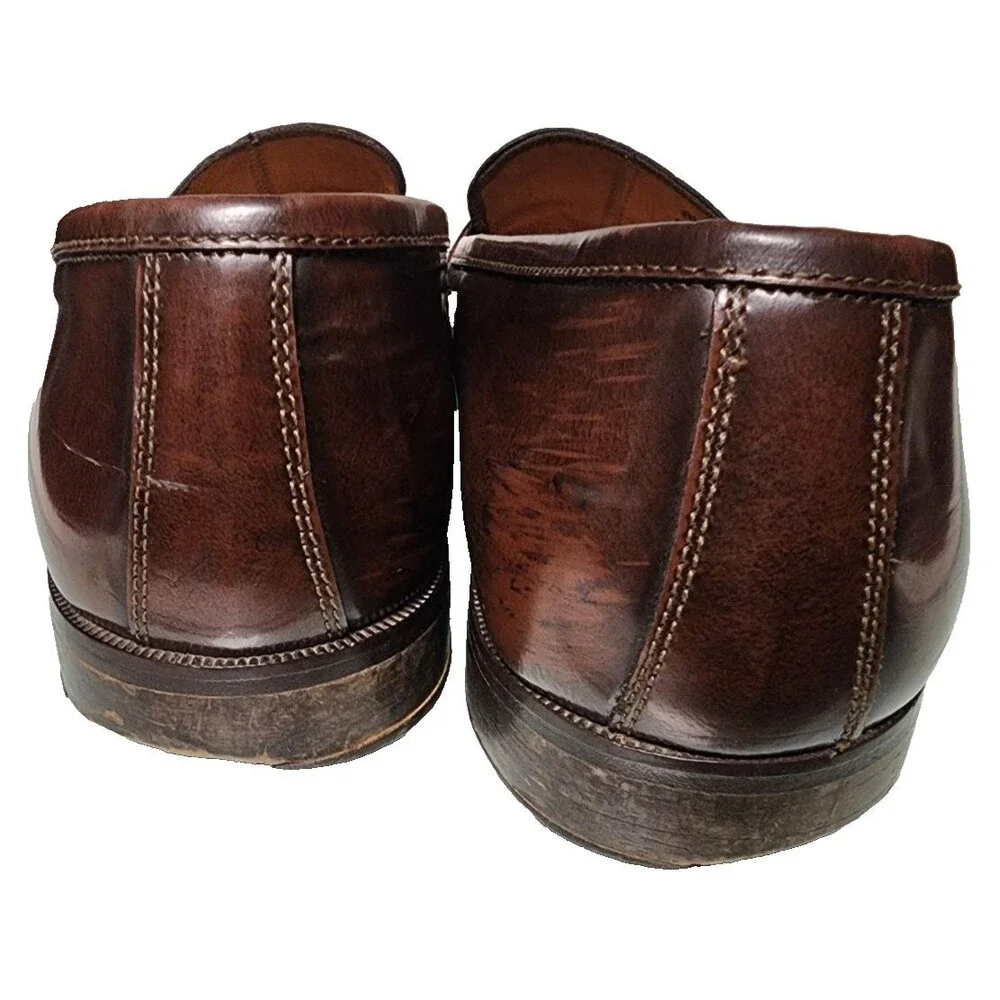 Bostonian Florentine Croc Insert Burgundy Tassel Loafer Vintage Size 10.5 Italy